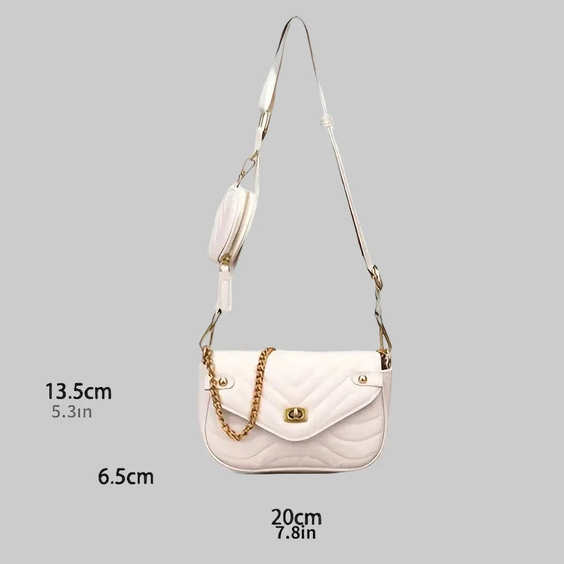 Quilted Crossbody Bag with Coin Purse and Chain