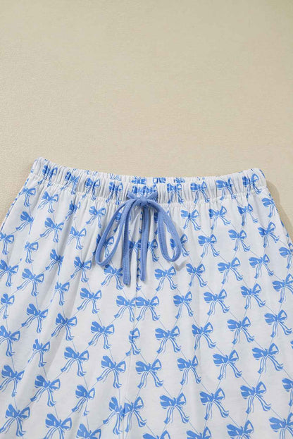 Bow Shirt and Pants Pajama Set