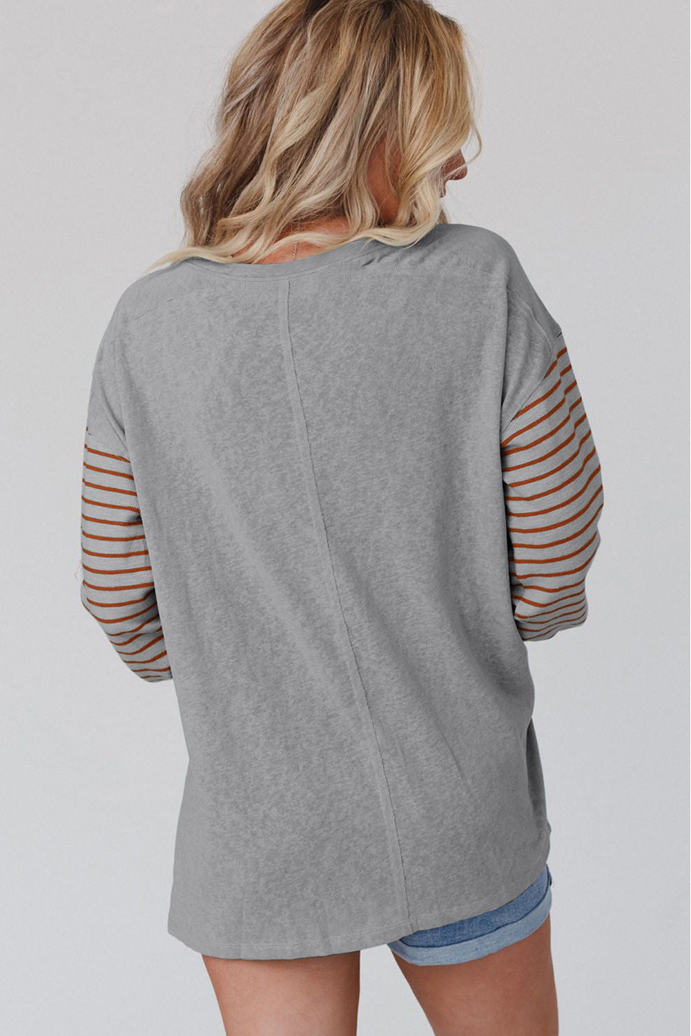 Colorblock Striped Bishop Sleeve Sweatshirt
