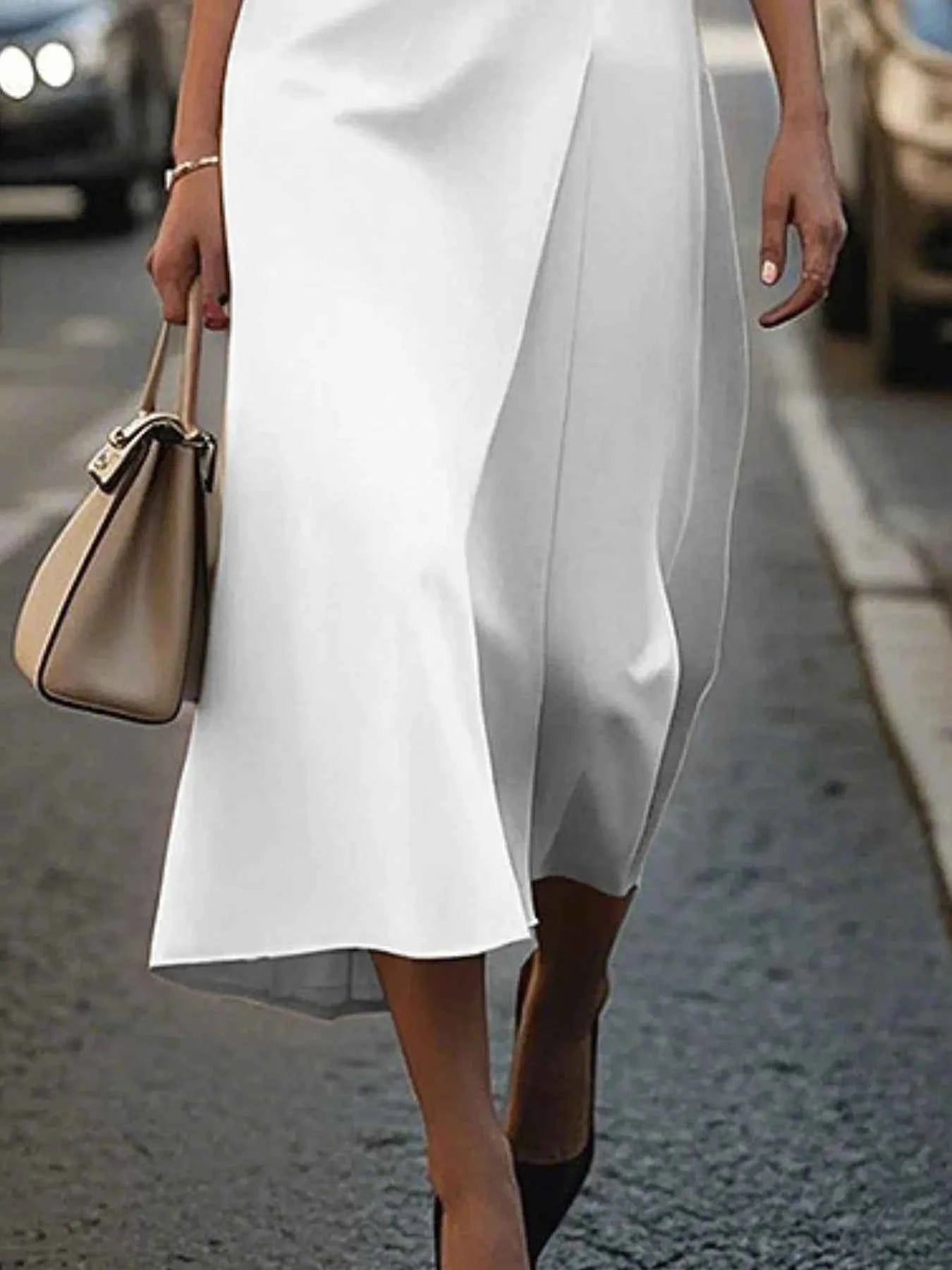 Round Neck Sleeveless Midi Sheath Dress