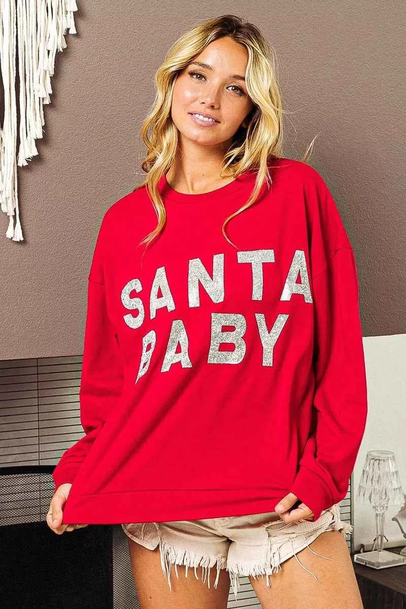 BiBi Santa Baby Lettering Christmas Sweatshirt