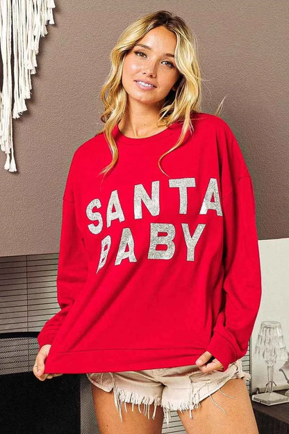 BiBi Santa Baby Lettering Christmas Sweatshirt