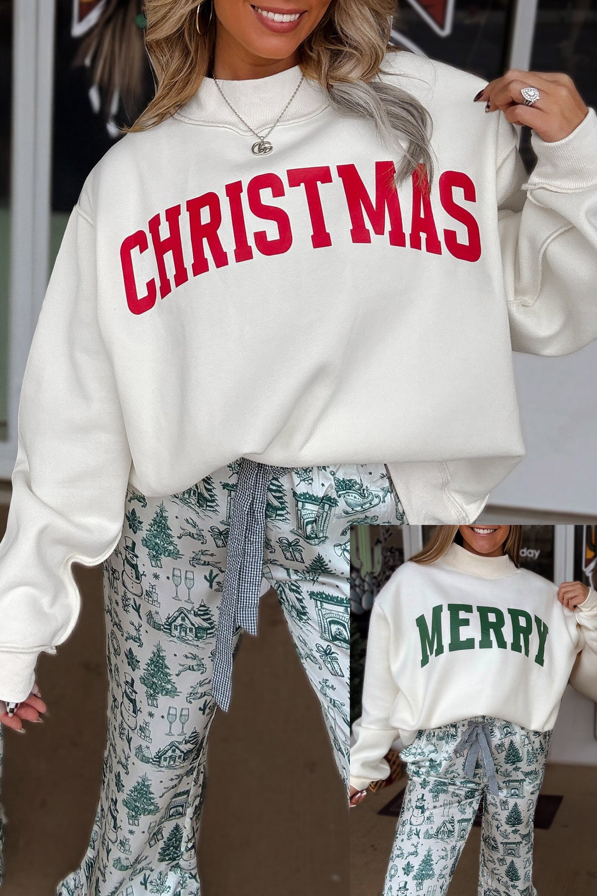 Merry Christmas Mock Neck Oversized Sweatshirt