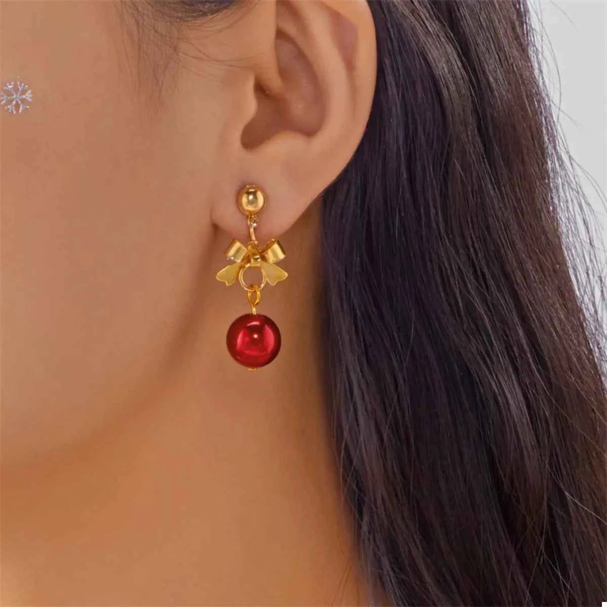 Christmas 18K Gold-Plated Ball Drop Earrings