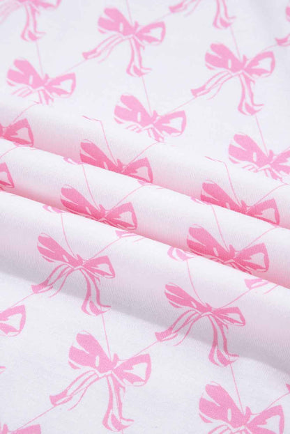 Bow Shirt and Pants Pajama Set