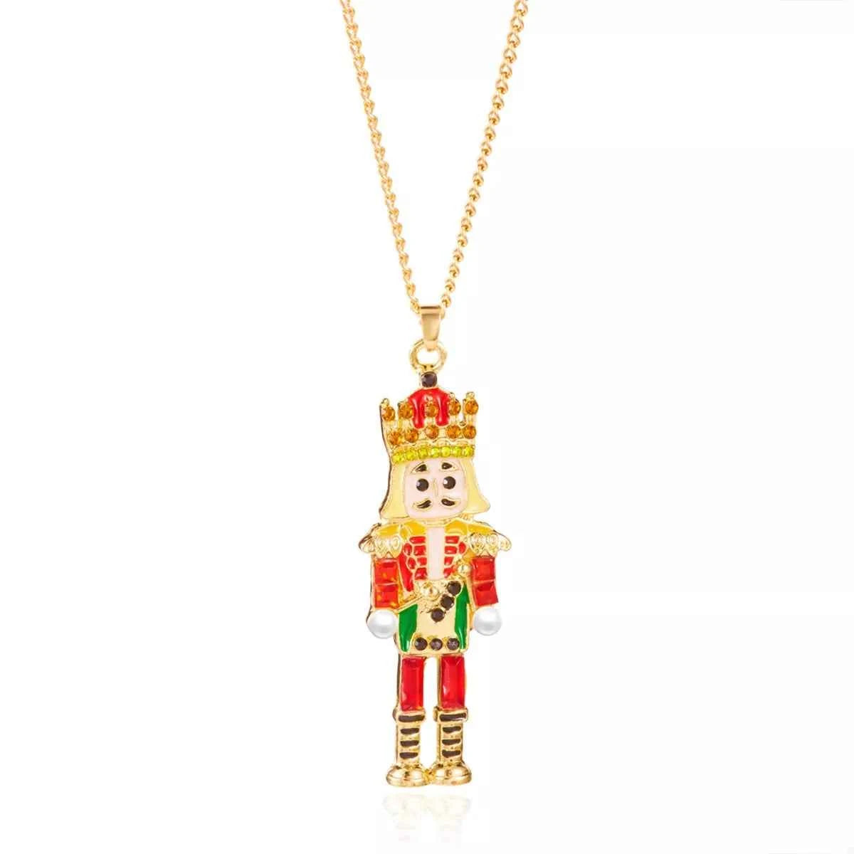 Christmas 18K Gold-Plated Nutcracker Pendant Necklace