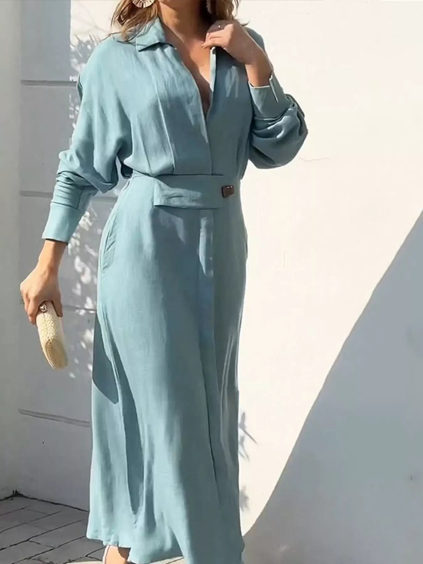Side Slit Long Sleeve Dress