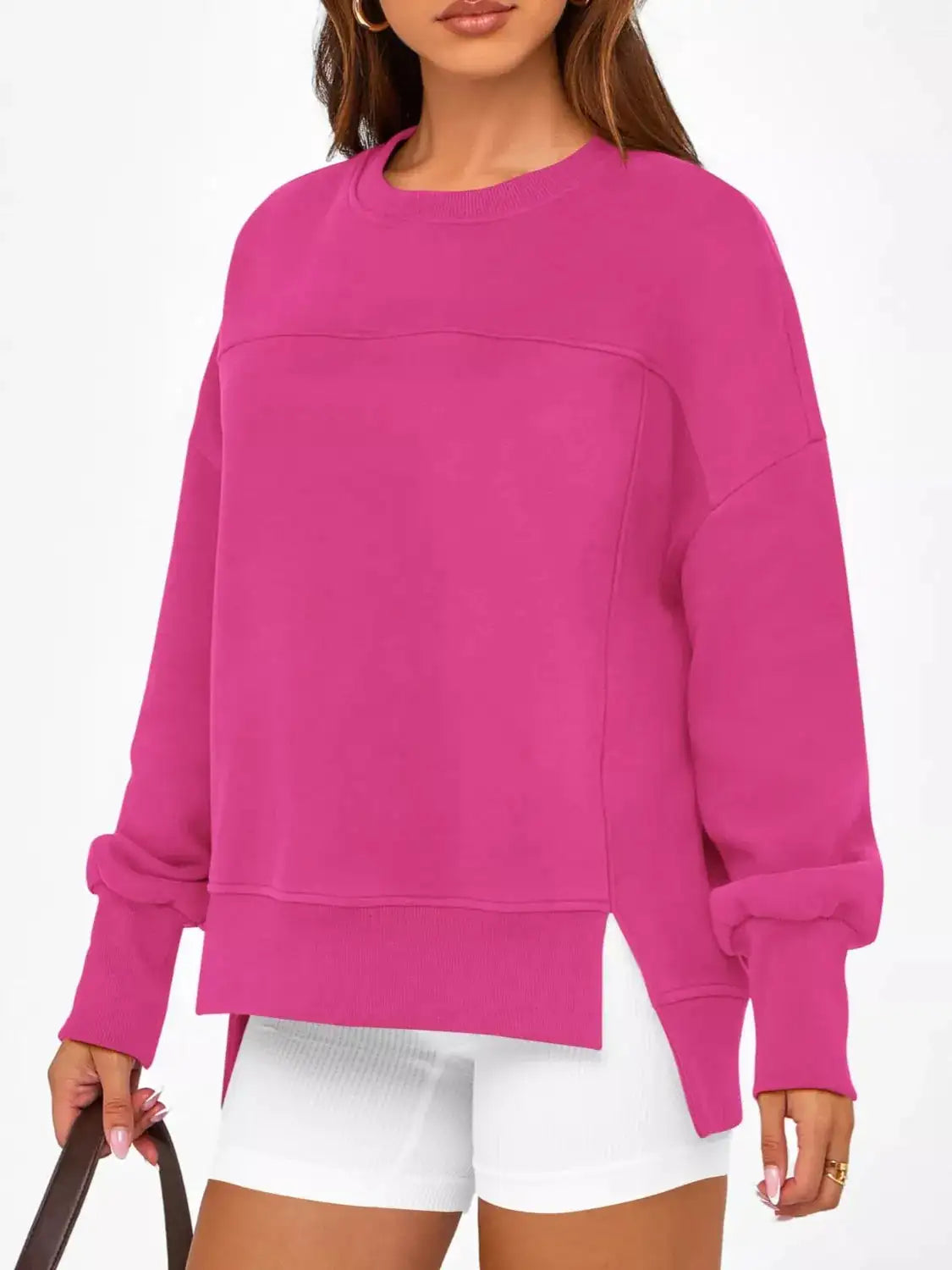 Casual Loose Side Slit Sweatshirt