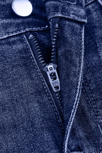 Jacy Cuffs Distressed Straight High Waist Jeans