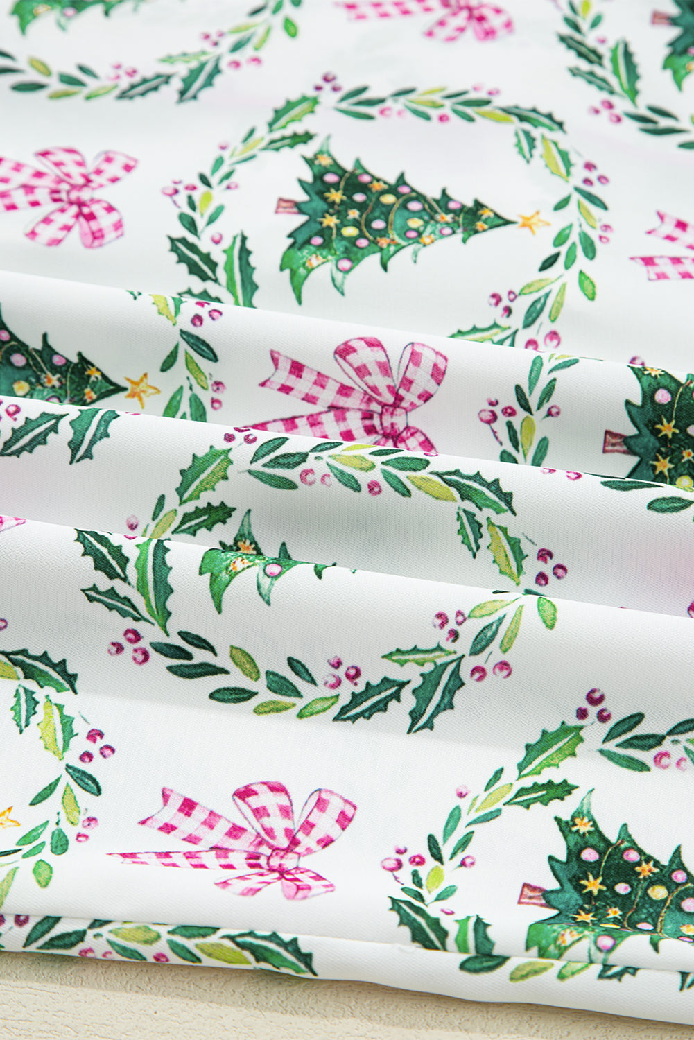 Christmas Velvet Trim Top and Shorts Pajama Set