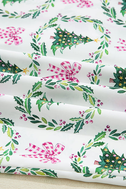 Christmas Velvet Trim Top and Shorts Pajama Set