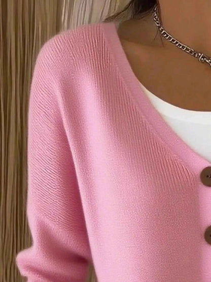 Full Size V-Neck Button-Down Knit Sweater Plus Size