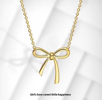 Bow Pendant Necklace with Clavicle Chain