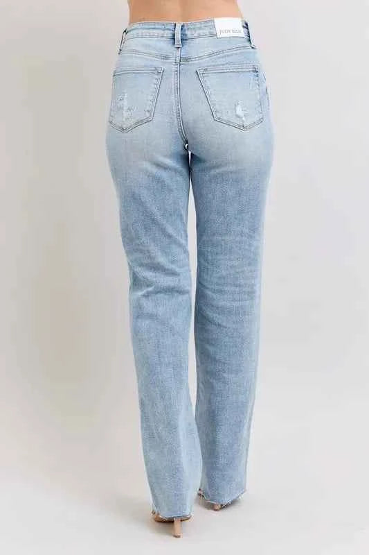Judy Blue Full Size Mid Rise Light Wash Dad Jeans Plus Size