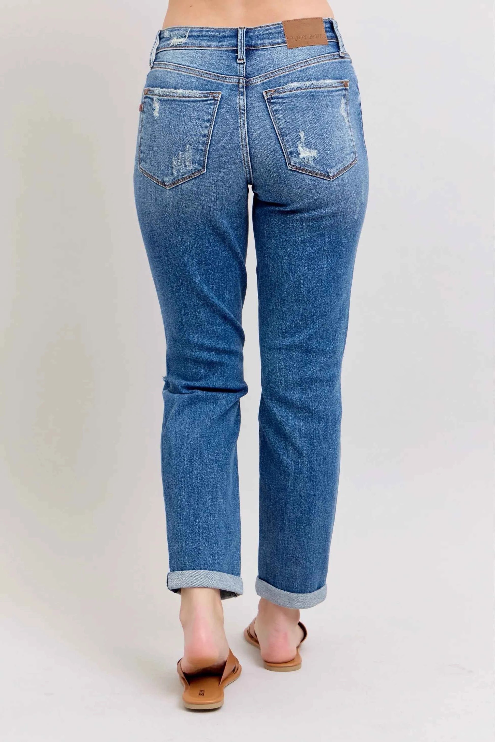 Judy Blue Full Size Mr Vintage Wash Boyfriend Fit W/ Destroy Jeans Plue Size