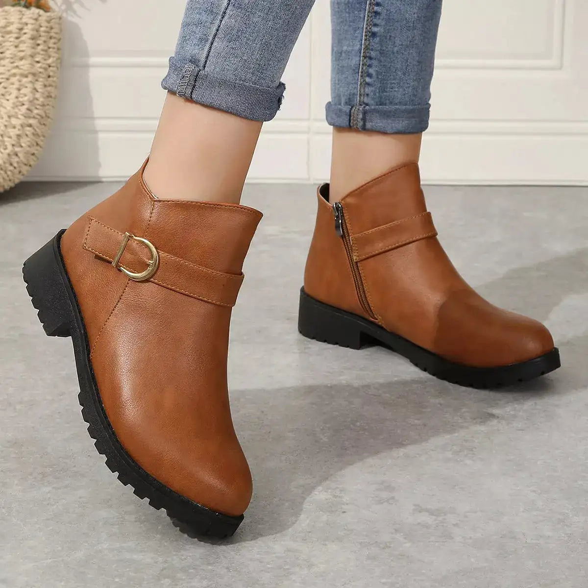 Buckle Accent Ankle Boots