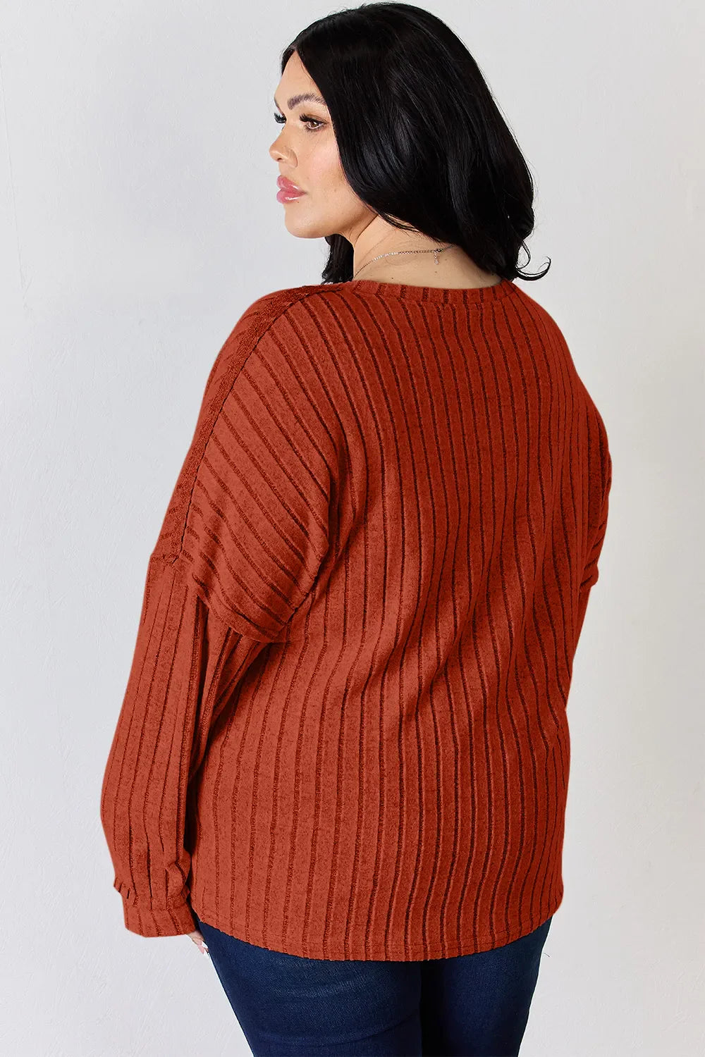 Basic Bae Full Size Ribbed Half Button Long Sleeve Women's T-Shirt - The Eggy's store