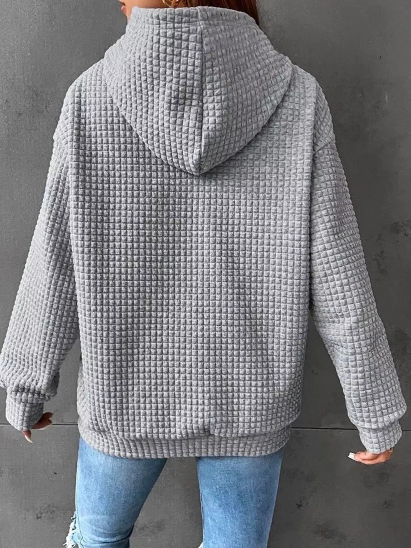 Waffle Knit Hoodie Women's Sweatshirt