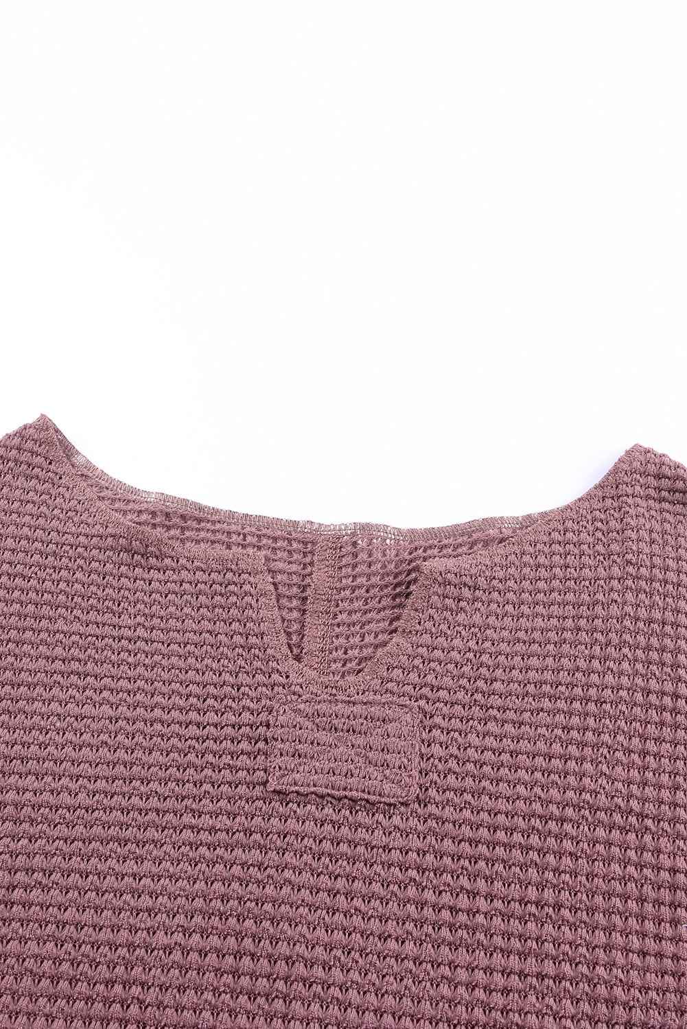 Solid Waffle Knit Long Sleeve Top