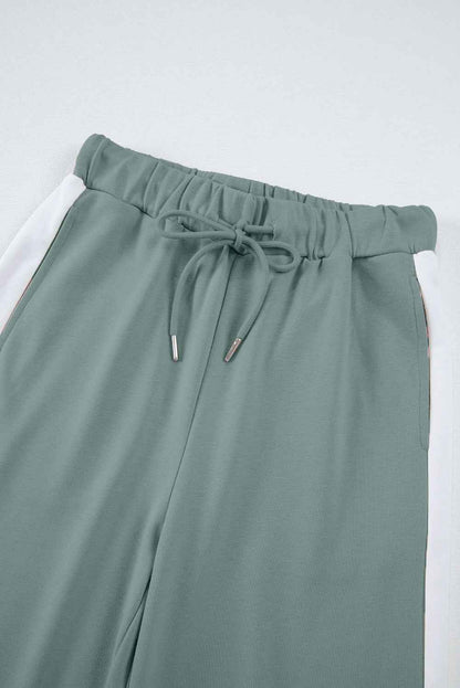 Varsity Stripe Patchwork Pullover and Pant Set