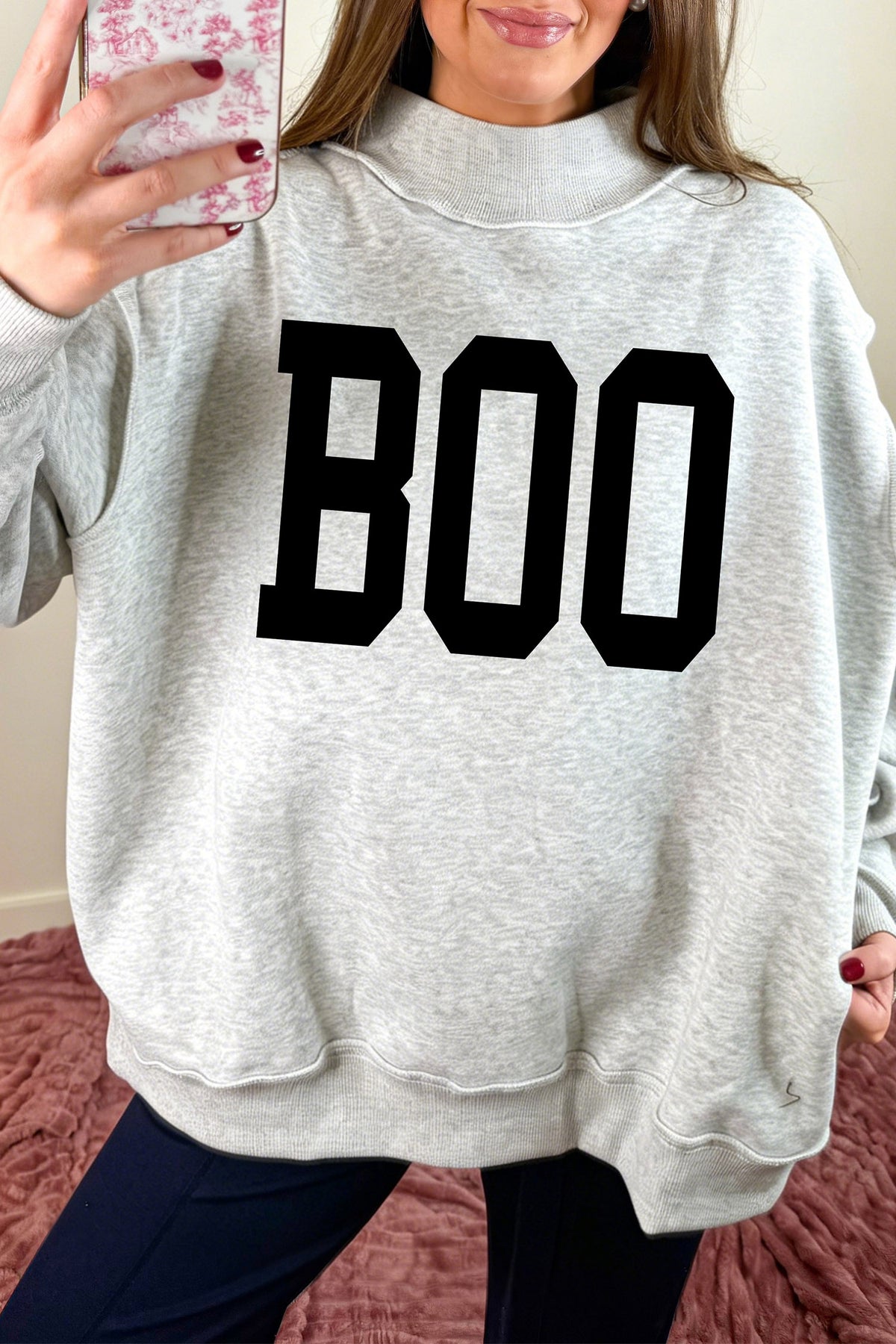 Light Grey Halloween Boo Ghost Reversible Sweatshirt