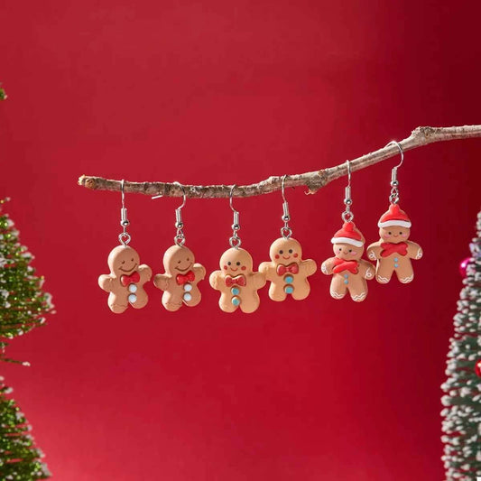 3 Piece Christmas Gingerbread Man Drop Earrings
