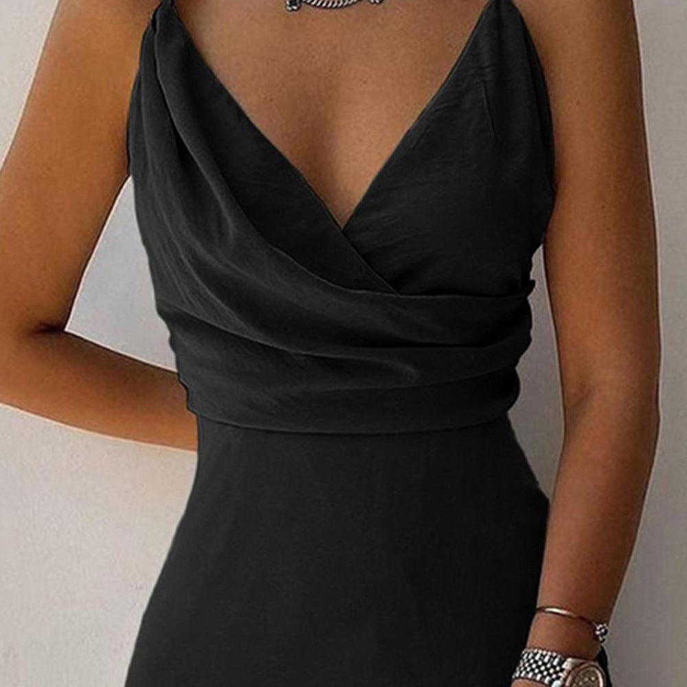 V-neck Slit Sling Dress - Summer Fashion Sexy Slim Suspender Dresses for Women - The Eggy's store