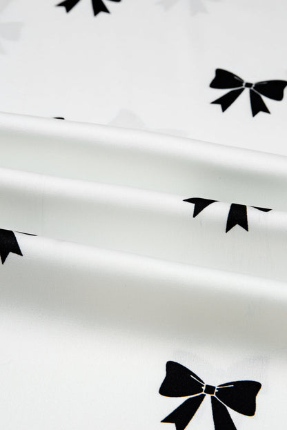 Bow Long Sleeve Top and Pants Pajama Set