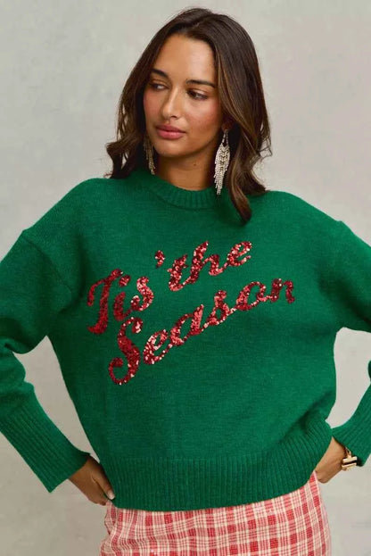 SO ME Sequins Lettering Christmas Holiday Sweater