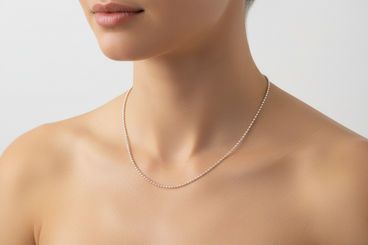 .925 Sterling Silver 0.7mm Slim and Dainty Unisex 18" Inch Ball Bead Chain Necklace
