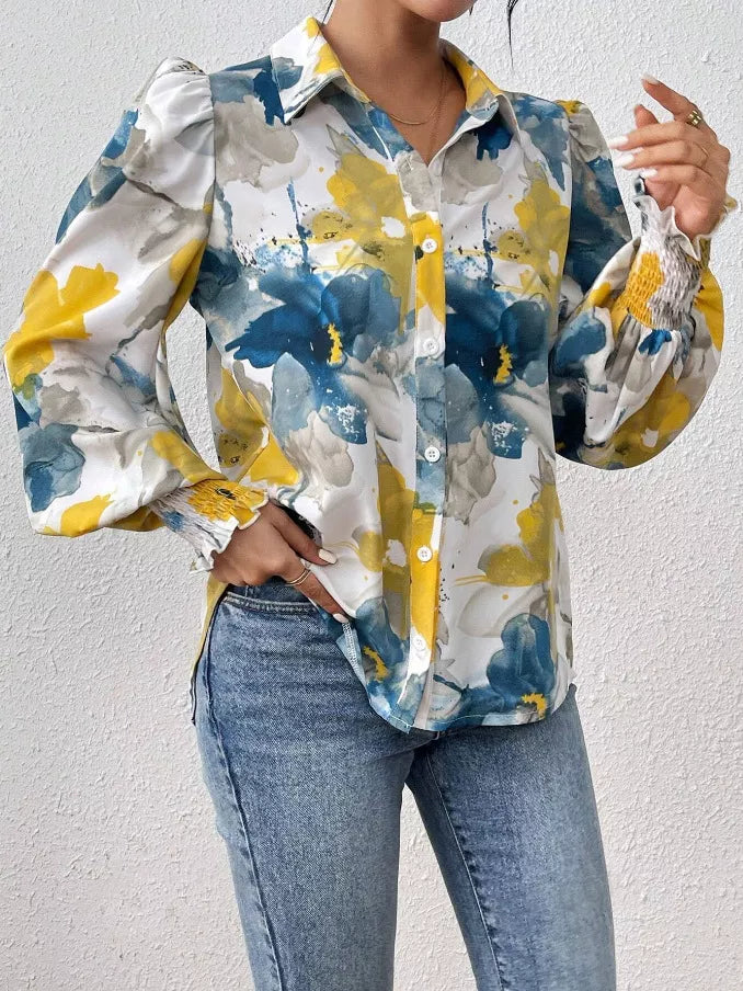 Floral Print Long Sleeve Blouse