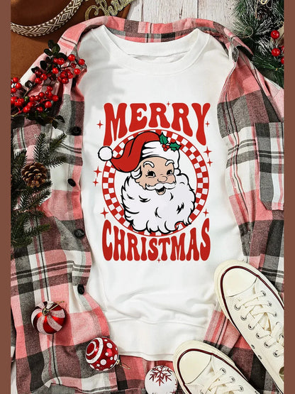 Santa Graphic Round Neck Long Sleeve Sweatshirt