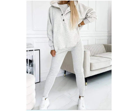 Women's Tank Hoodie Leggings Set - Solid Color 3 Piece Set