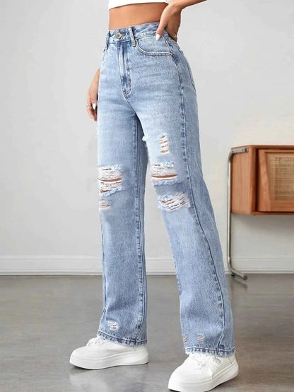 Distressed High Waisted Jeans