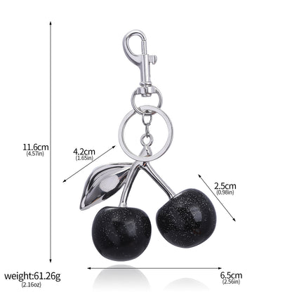 A Pair Of Red Cherry Crystal Glitter Keychain - The Eggy's store