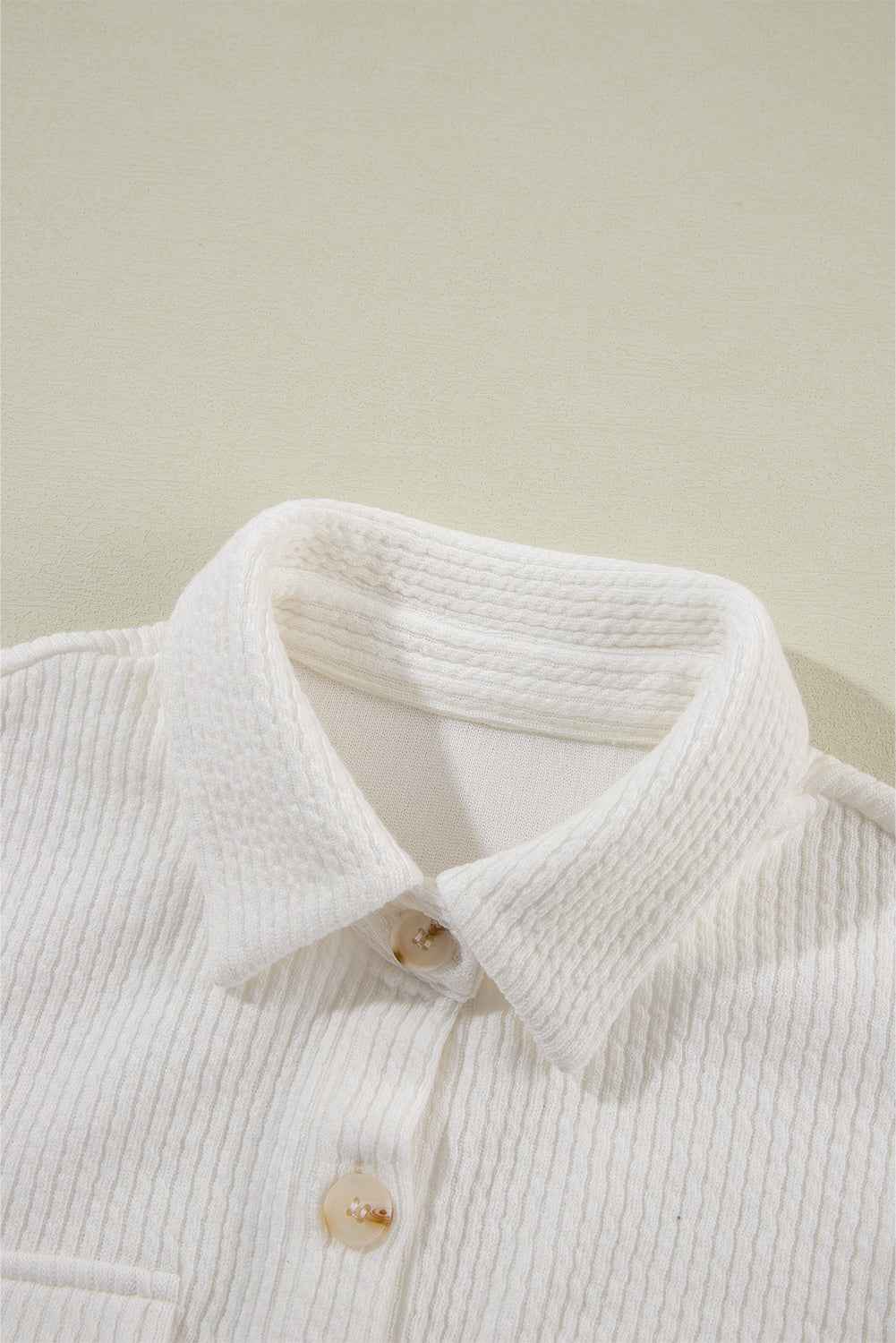 Solid Corduroy Button-Up Long Sleeve Jacket