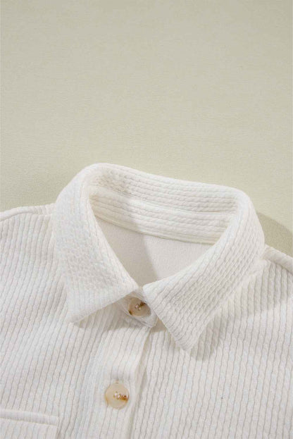 Solid Corduroy Button-Up Long Sleeve Jacket