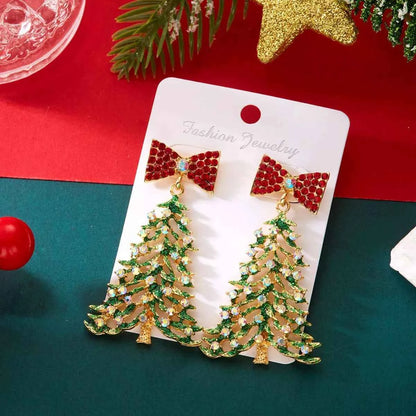 Christmas Tree Bow Drop Earrings