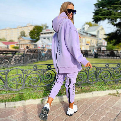 Long Hoodie Sweatsuit Jogger Pantsuit - Comfortable Outfit - The Eggy's store