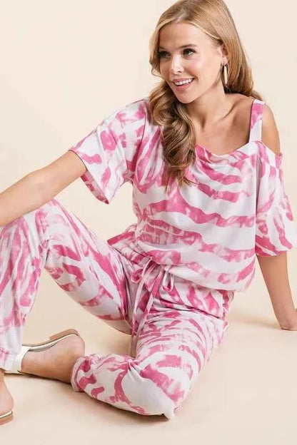 BiBi Zebra Print French Terry Top and Pants Set