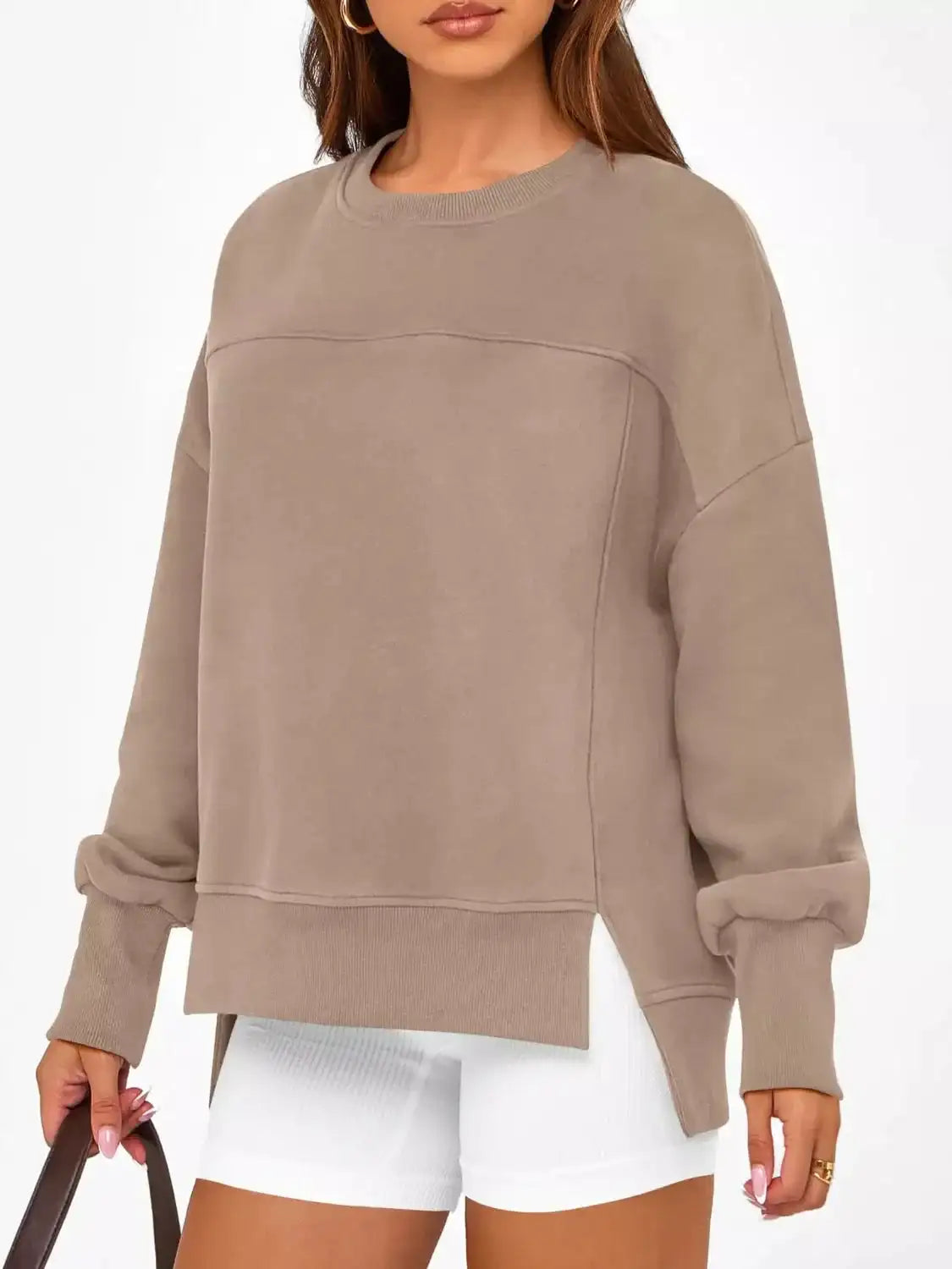 Casual Loose Side Slit Sweatshirt