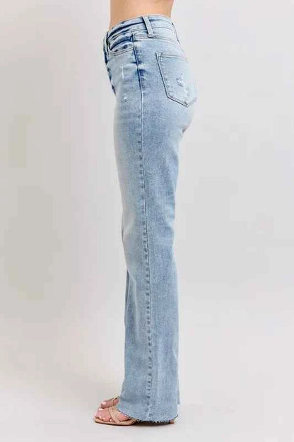 Judy Blue Full Size Mid Rise Light Wash Dad Jeans Plus Size