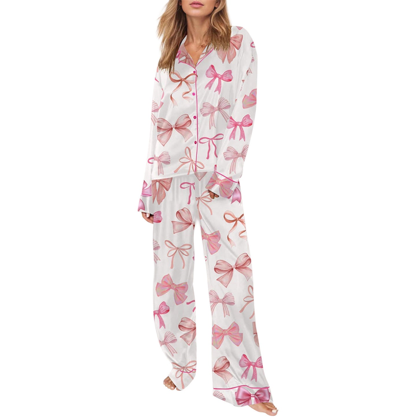 Printed Cute Pajama Set for Ladies Long-Sleeve Suit