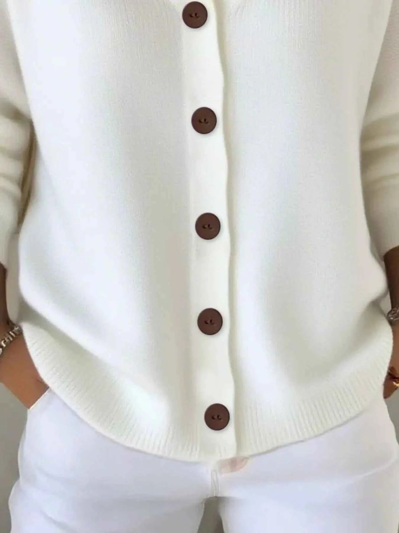Full Size V-Neck Button-Down Knit Sweater Plus Size