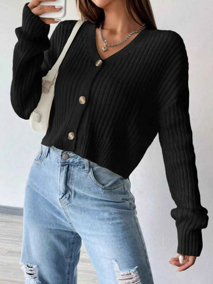 V Neck Button Up Cardigan