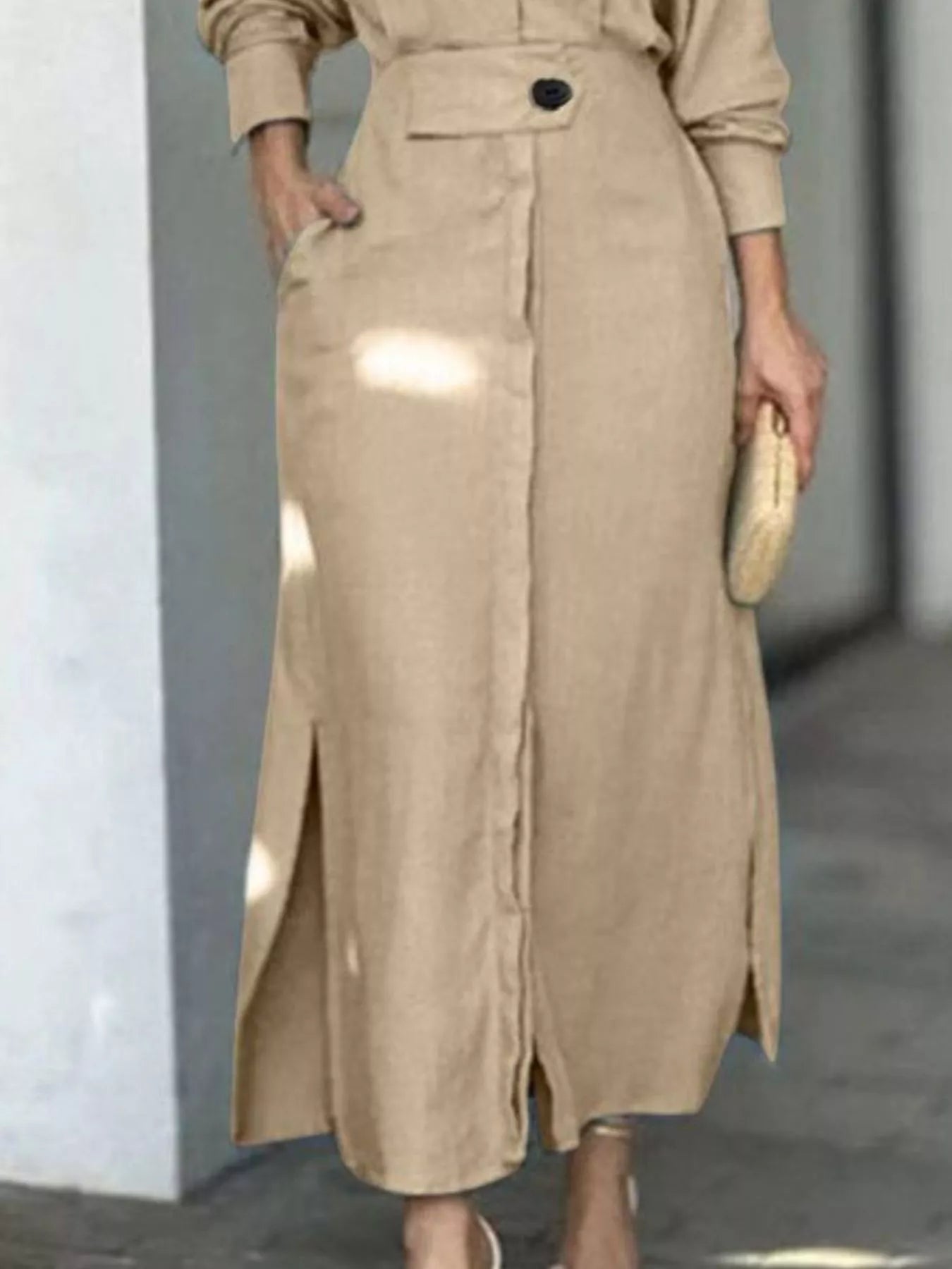 Side Slit Long Sleeve Dress