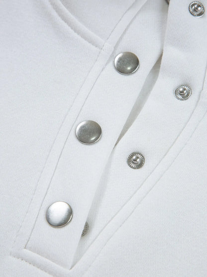 Colorblock Patchwork Half Button Women's  Sweatshirt