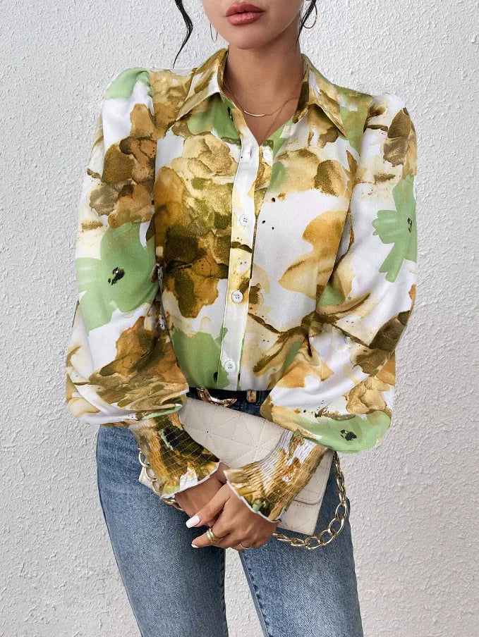 Floral Print Long Sleeve Blouse