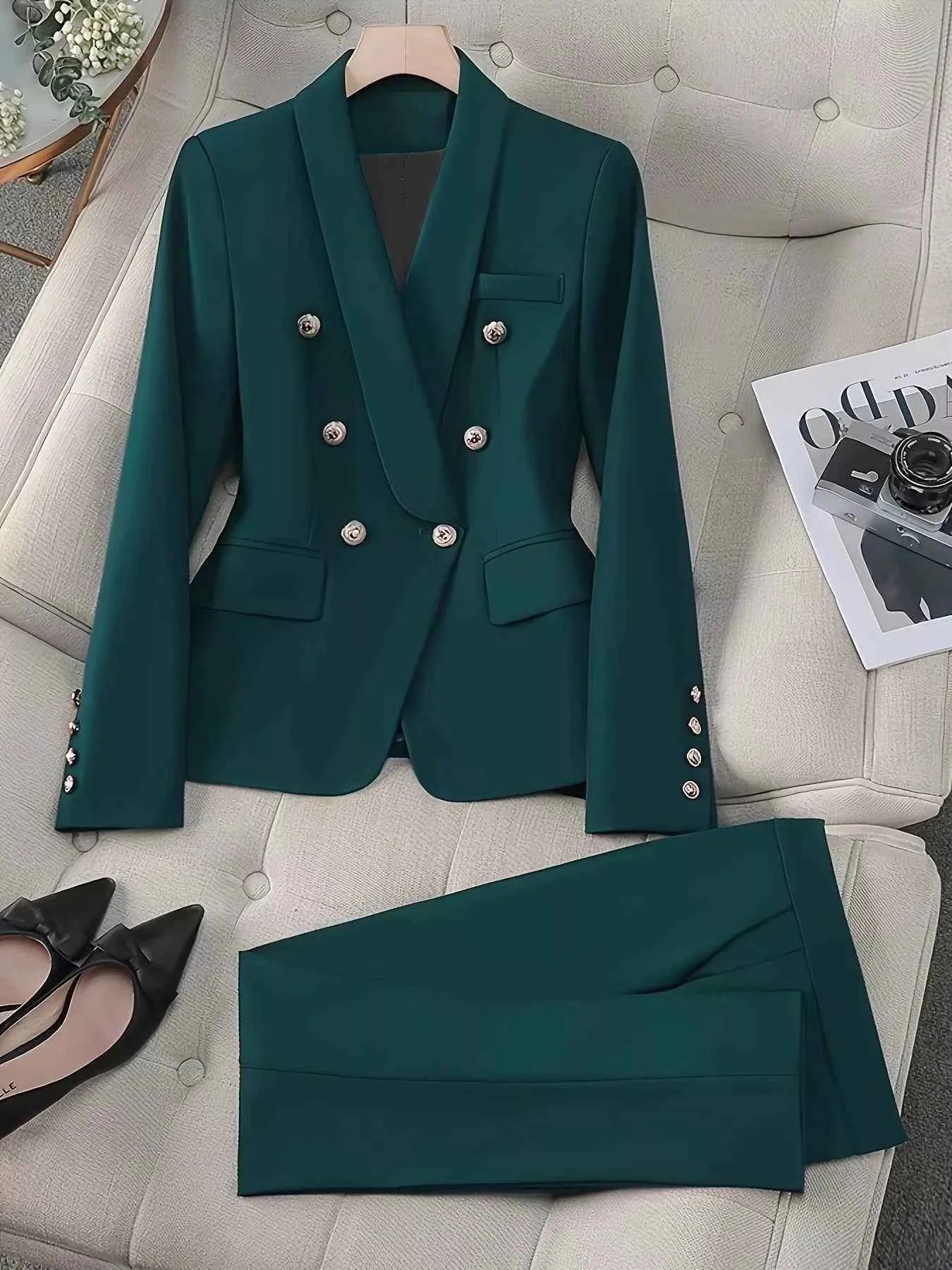 Double-Breasted Blazer & Pants Set