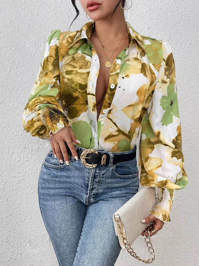 Floral Print Long Sleeve Blouse